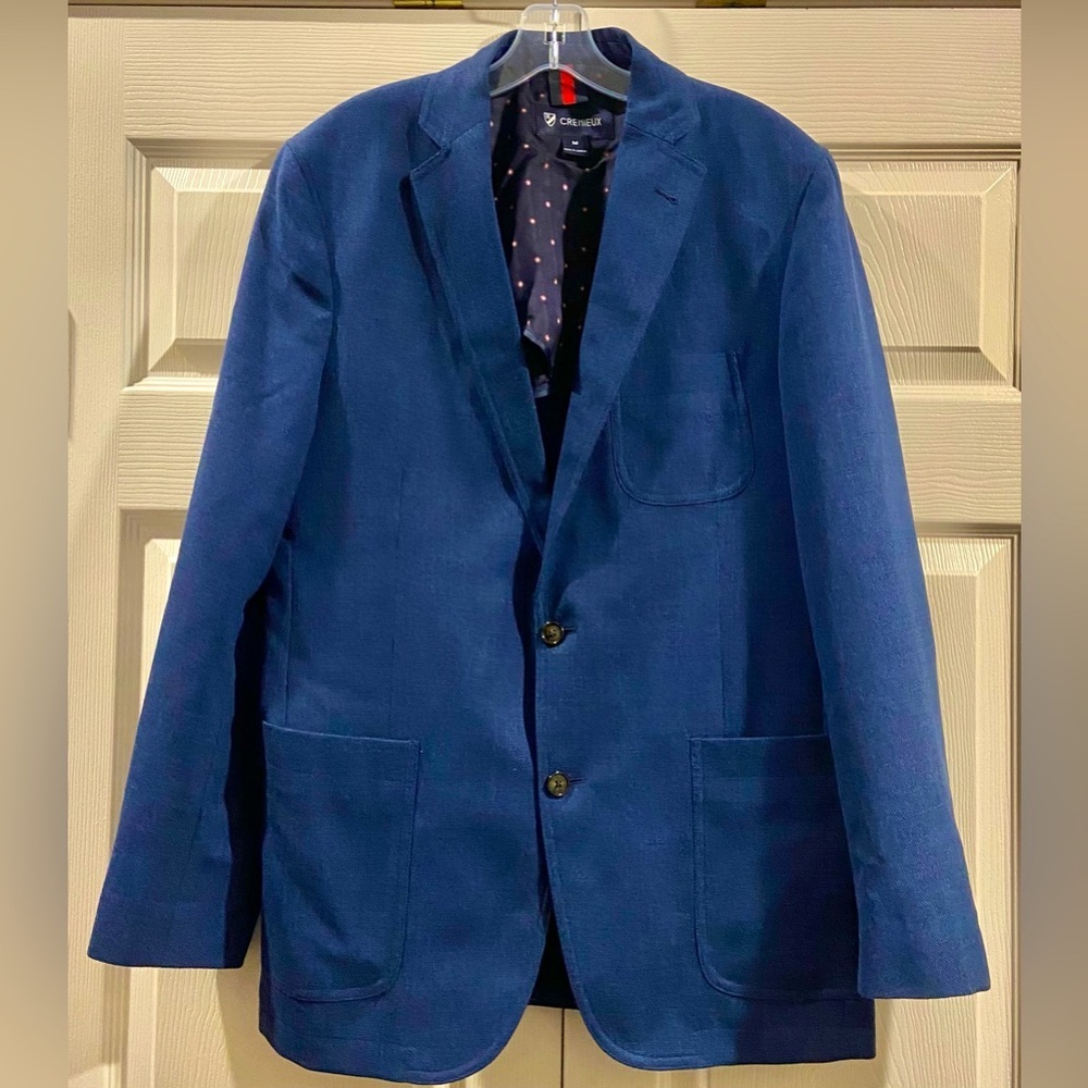 Cremieux Mens Blazer Blue M (38) 100% Wool Unstructured Sports Coat Jacket